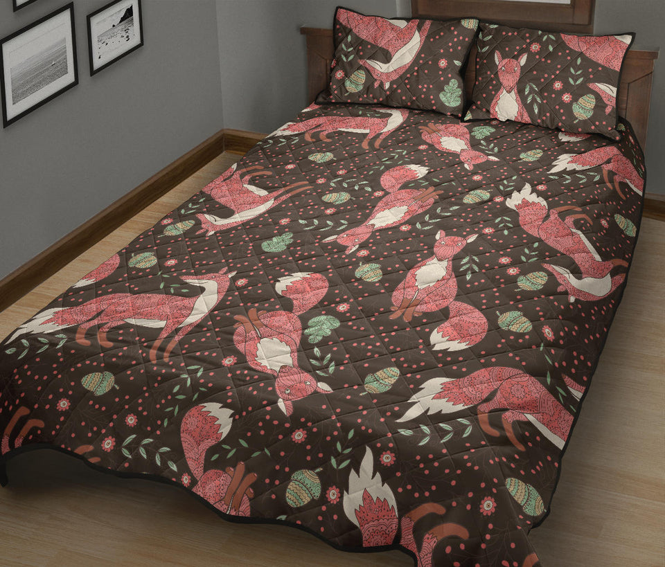 Fox Tribal Nut Pattern Quilt Bed Set