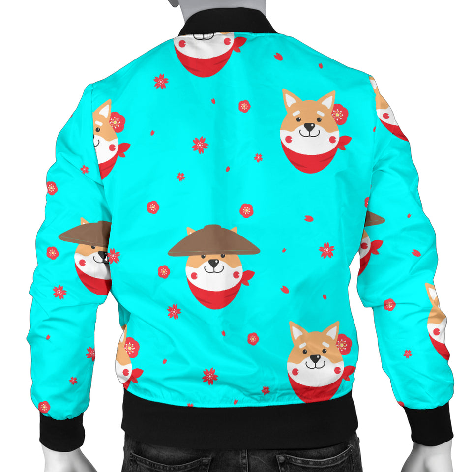 Shiba Inu Japanese Hat Pattern Men Bomber Jacket