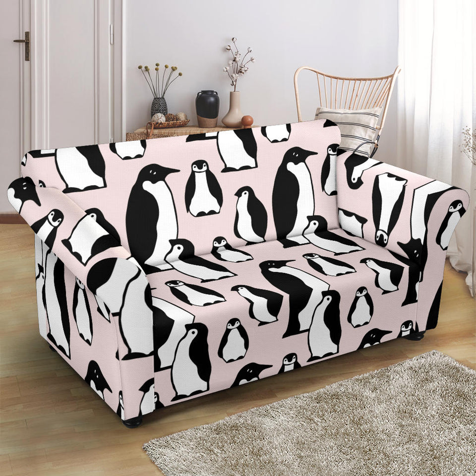 Penguin Pattern Background Loveseat Couch Slipcover