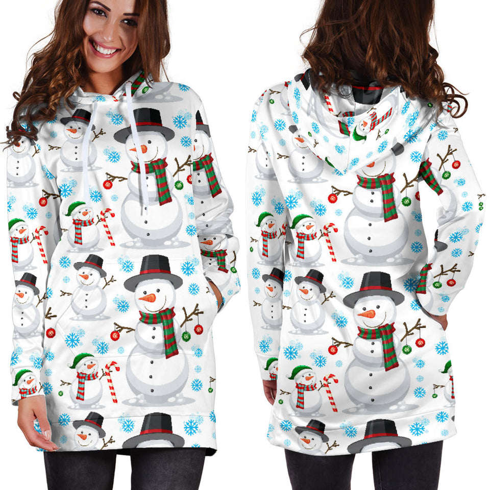 Snowman Pattern Background Women Hoodie Dress