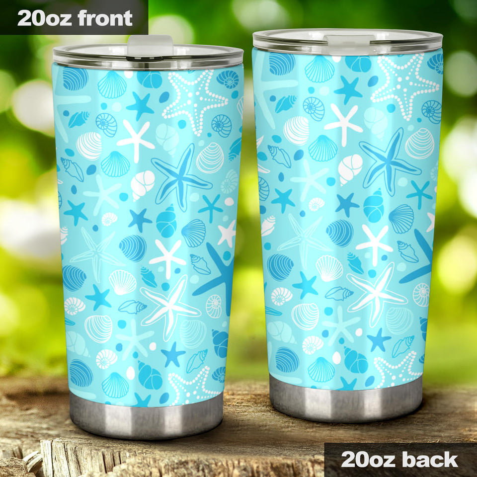 Starfish Shell Blue Theme Pattern Tumbler