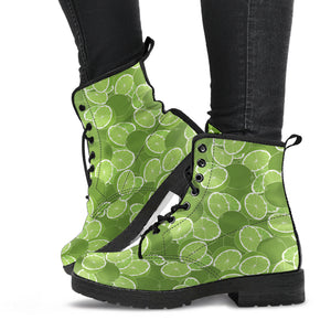 Lime Pattern Background Leather Boots