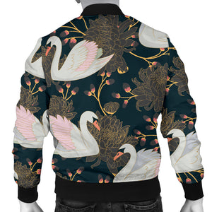 Swan Pattern Men Bomber Jacket