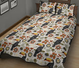 Toucan Flower Pattern Quilt Bed Set