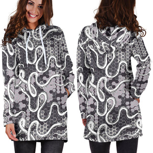 Snake Gray Pattern Women Hoodie Dress