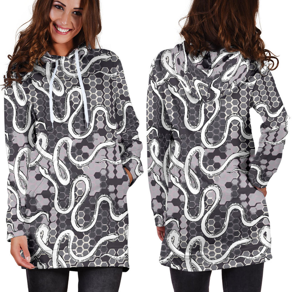 Snake Gray Pattern Women Hoodie Dress