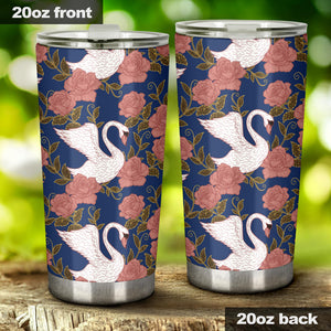 Swan Rose Pattern Tumbler