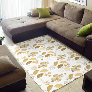 Gold Fan Japanese Pattern Area Rug