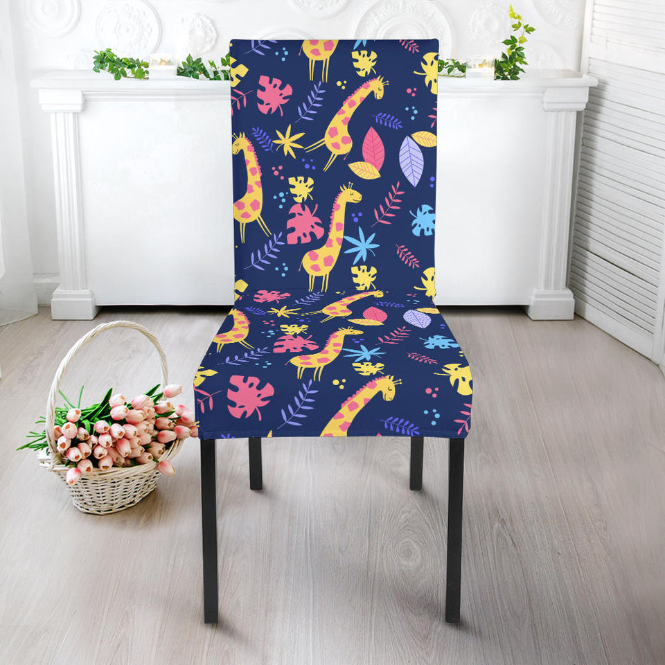 Giraffe Pattern Print Design 04 Dining Chair Slipcover