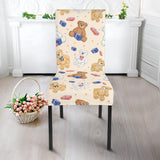 Teddy Bear Pattern Print Design 01 Dining Chair Slipcover