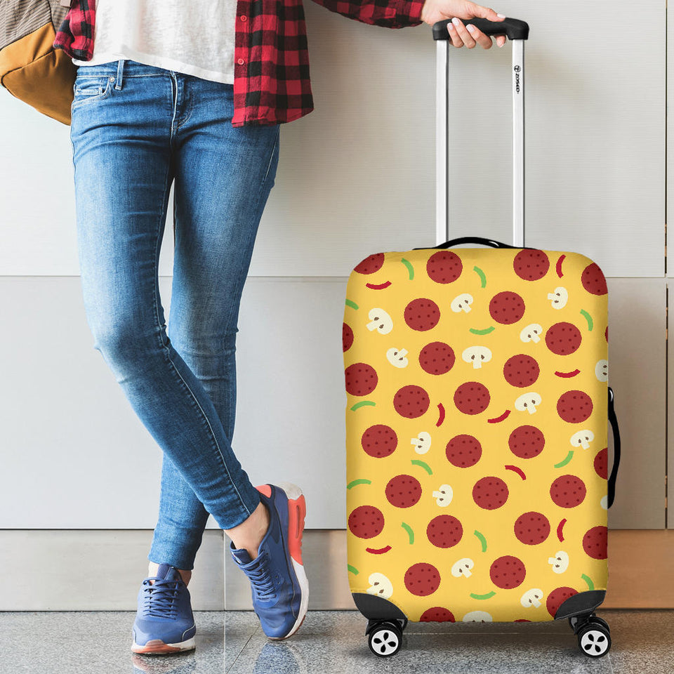 Pizza Salami Mushroom Texture Pattern Luggage Covers