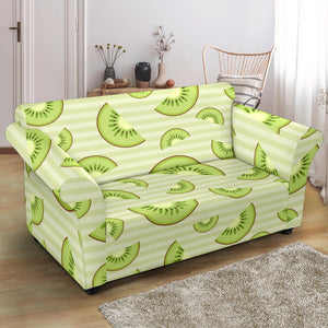 Kiwi Pattern Striped Background Loveseat Couch Slipcover