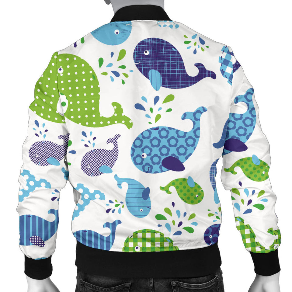 Whale Stripe Dot Pattern Men Bomber Jacket