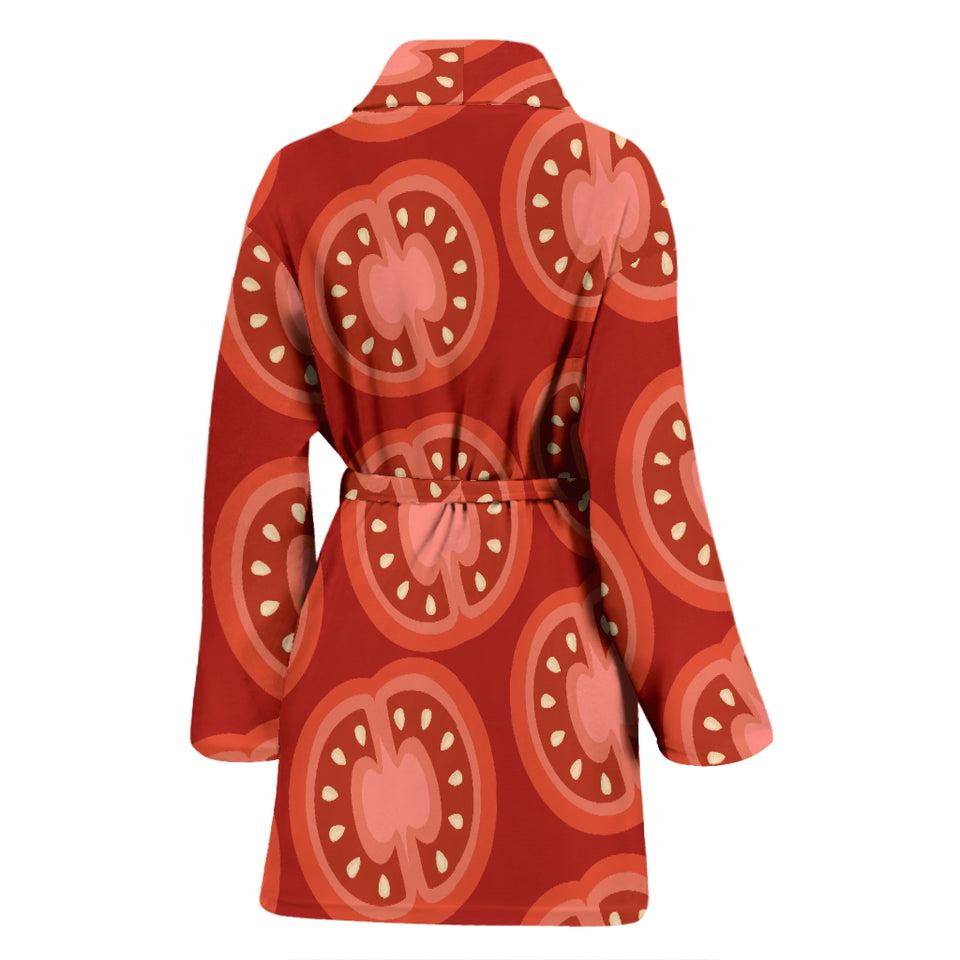 Sliced Tomato Pattern Women Bathrobe