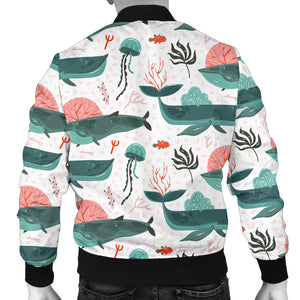 Whale Jelly Fish Pattern  Men Bomber Jacket