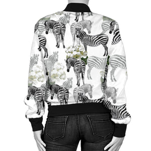 Zebra Pattern Women Bomber Jacket