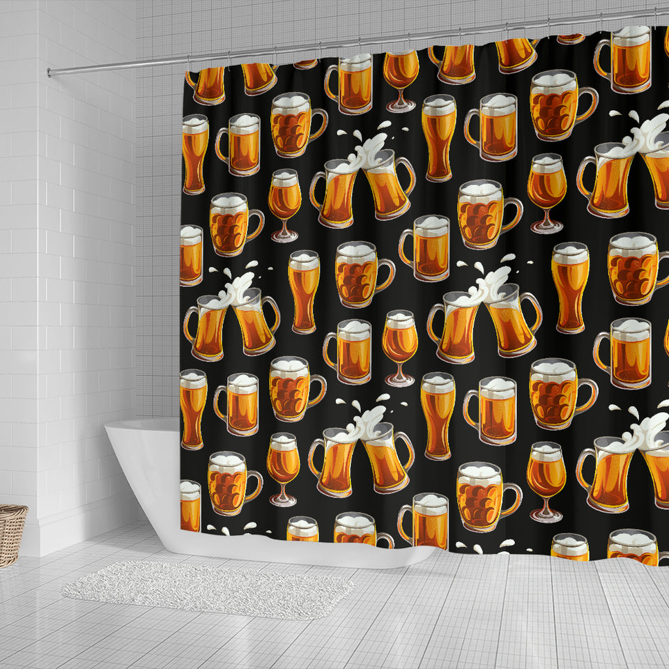 Beer Pattern Background Shower Curtain Fulfilled In US