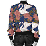 Swan Rose Pattern Women Bomber Jacket