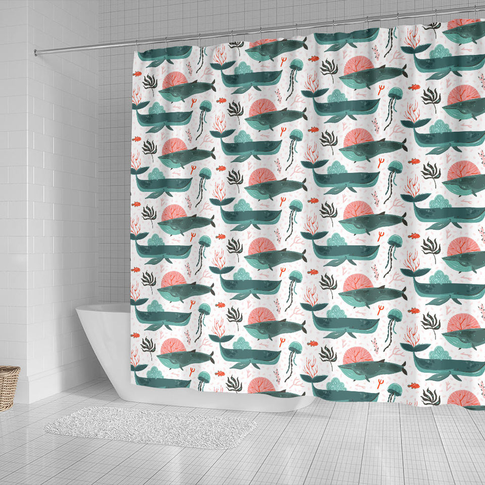 Whale Jelly Fish Pattern  Shower Curtain Fulfilled In US