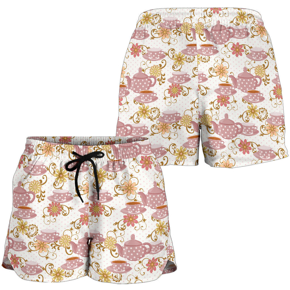 Tea pots Pattern Print Design 01 Women Shorts