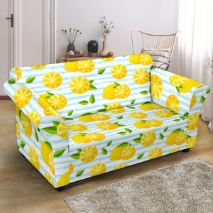 Lemon Pattern Background Loveseat Couch Slipcover