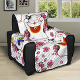 Meneki Neko Lucky Cat Sakura Flower Pattern Recliner Cover Protector