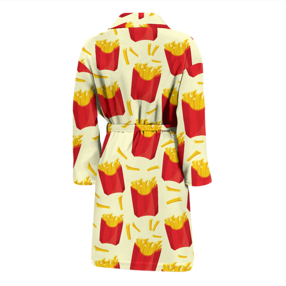 French Fries Pattern Theme Men Bathrobe