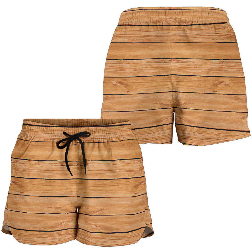 Wood Printed Pattern Print Design 04 Women Shorts