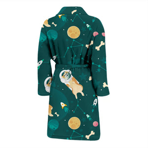 Corgi Astronaut Pattern Men Bathrobe