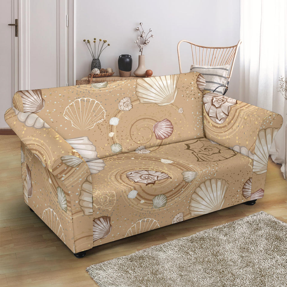 Shell Pattern Sand Loveseat Couch Slipcover