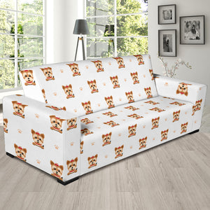 Yorkshire Terrier Pattern Print Design 03  Sofa Slipcover