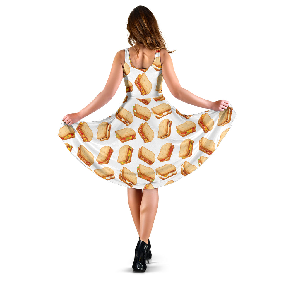 Sandwich Pattern Print Design 01 Sleeveless Midi Dress