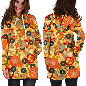 Pizza Texture Pattern Women Hoodie Dress