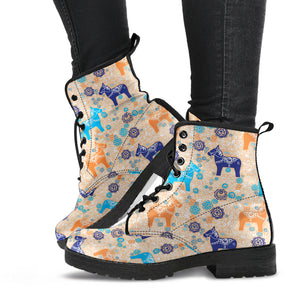 Cute Horse Pattern Leather Boots