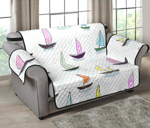 Cute Sailboat Pattern Loveseat Couch Cover Protector