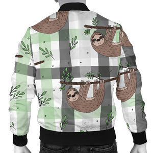 Sloth Pattern Stripe Background Men Bomber Jacket