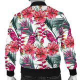 Pink Parrot Heliconia Pattern Men Bomber Jacket