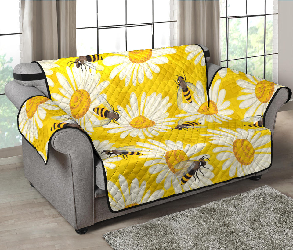 Bee Daisy Pattern Loveseat Couch Cover Protector