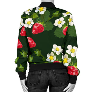 Strawberry Pattern Background Women Bomber Jacket