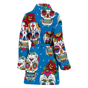 Suger Skull Rose Pattern Women Bathrobe