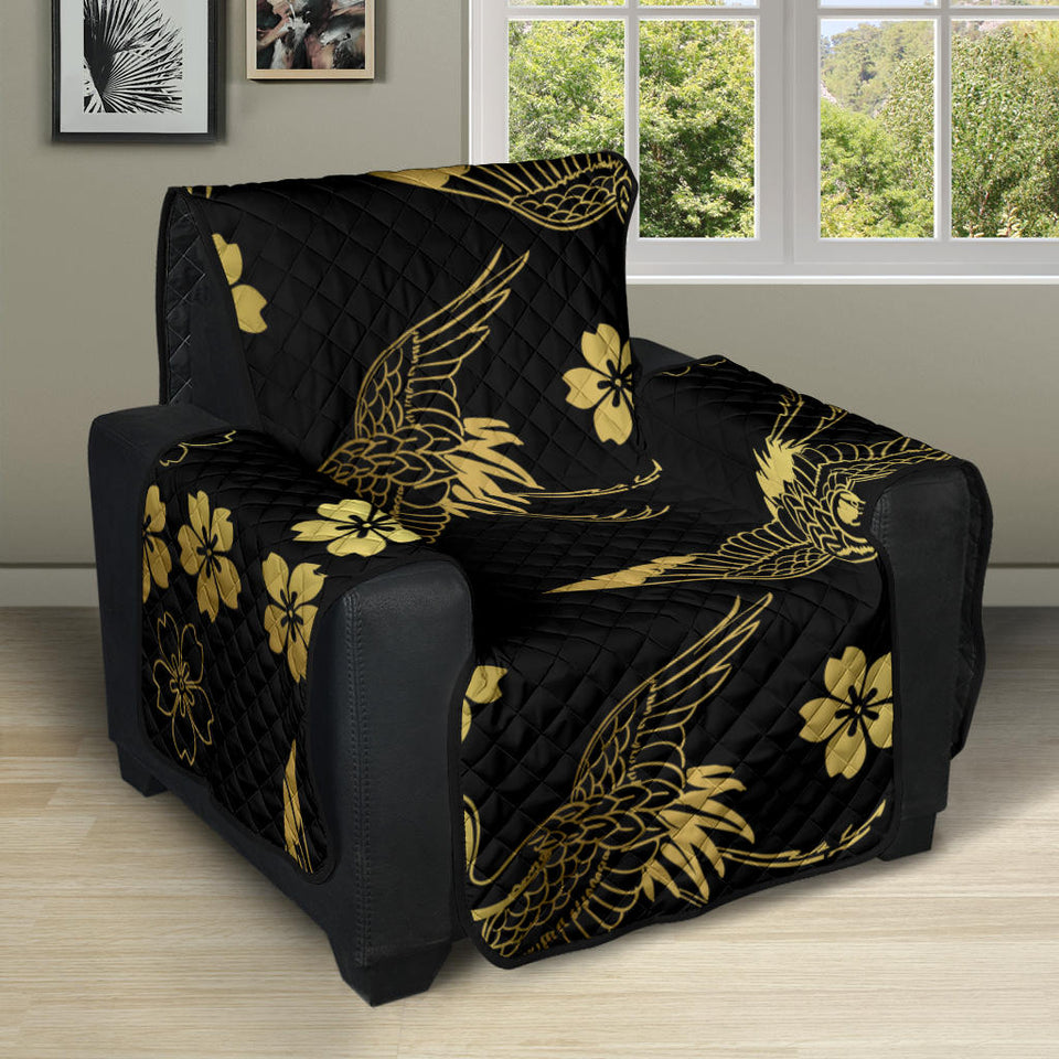 Gold Japanese Theme Pattern Recliner Cover Protector