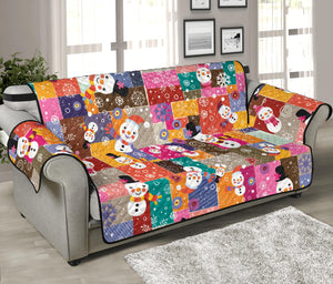 Snowman Colorful Theme Pattern Sofa Cover Protector