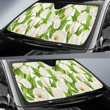 White Tulip Pattern Car Sun Shade