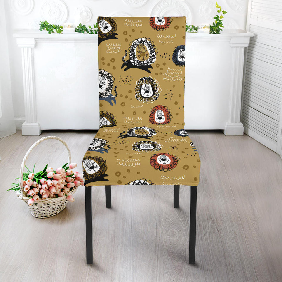 Lion Pattern Print Design 03 Dining Chair Slipcover