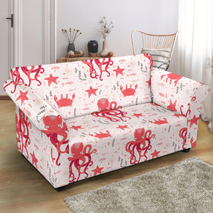 Octopus  Crab Starfish Pattern Loveseat Couch Slipcover