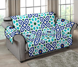 Blue Theme Arabic Morocco Pattern Loveseat Couch Cover Protector