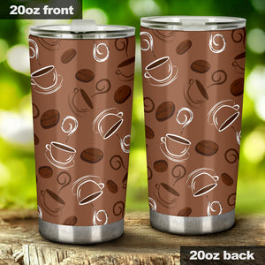 Coffee Cup and Coffe Bean Pattern Tumbler