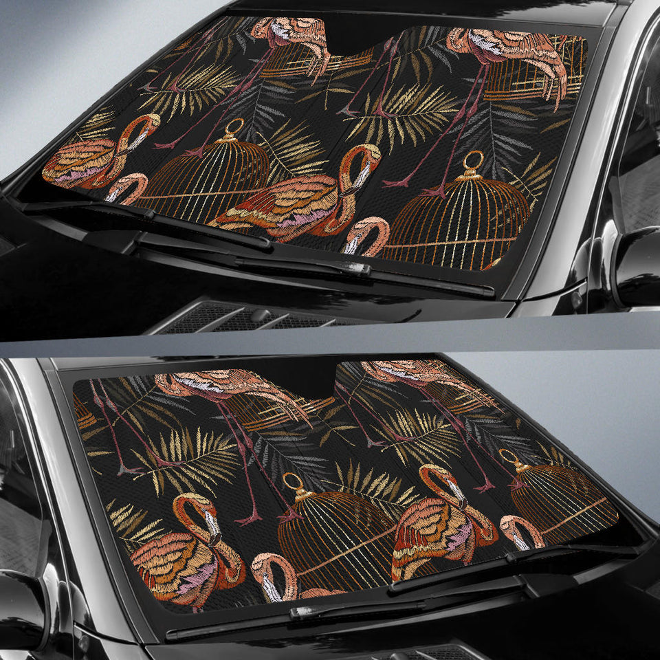 Flamingo Pattern Background Car Sun Shade