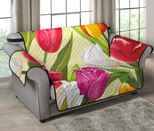 Colorful Tulip Pattern Loveseat Couch Cover Protector