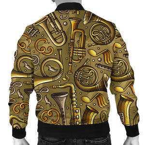 Saxophone Gold Pattern Men Bomber Jacket